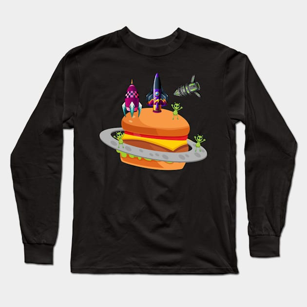 Alien Hamburger Ufo Alien Spaceship Space Long Sleeve T-Shirt by SpruchBastler